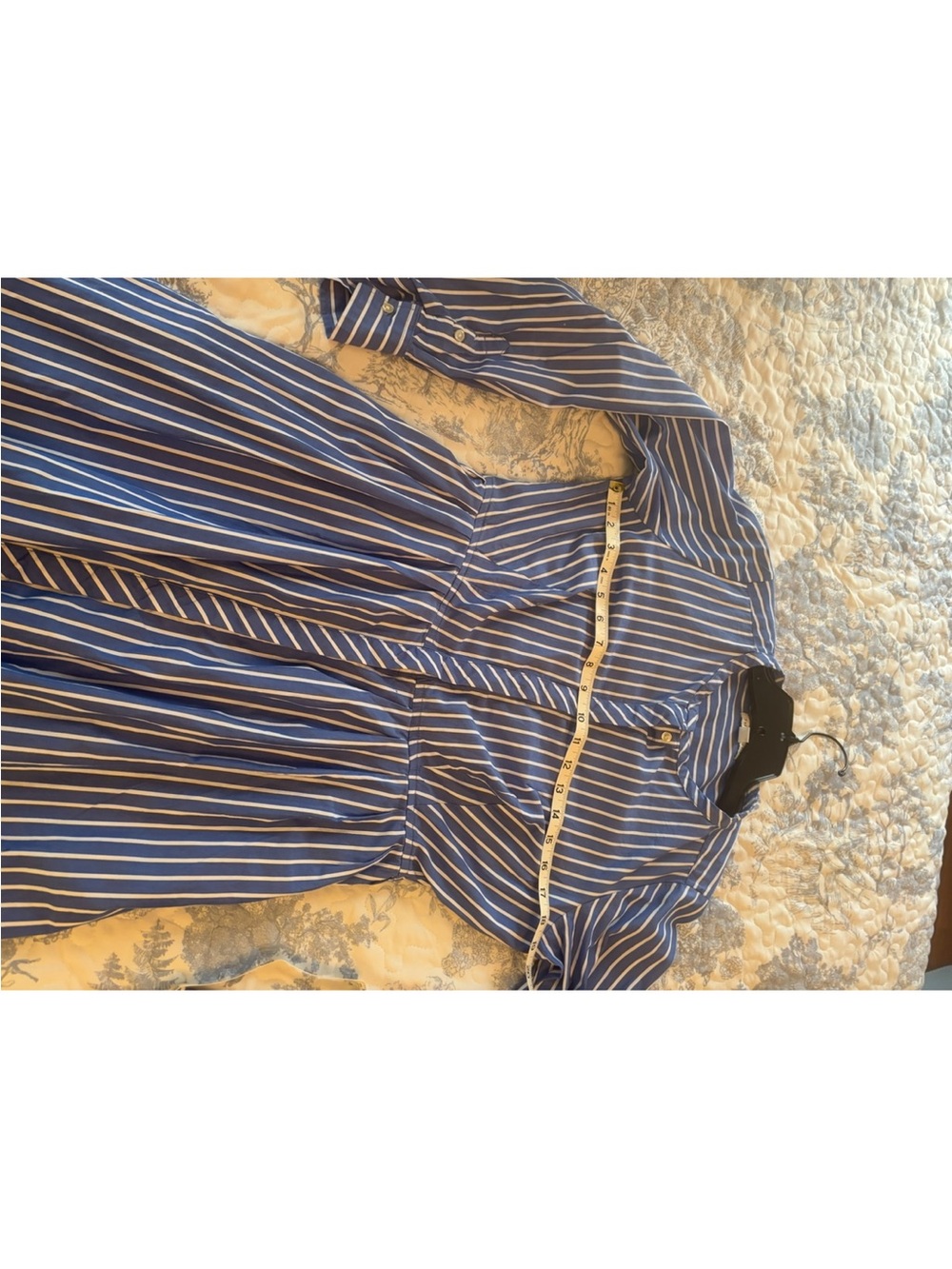 Free Assembly sz Medium Blue Striped Midi Shirt Dress long sleeve preppy classic - Picture 4 of 16